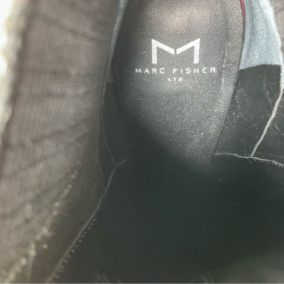 Marc Fisher Gray & Black Embossed Leather Dress Western Ankle Booties Sz 6-EUC - Picture 11 of 15